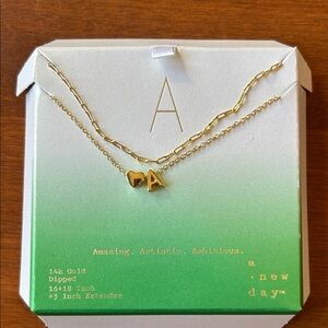 “A” initial and Heart Necklace